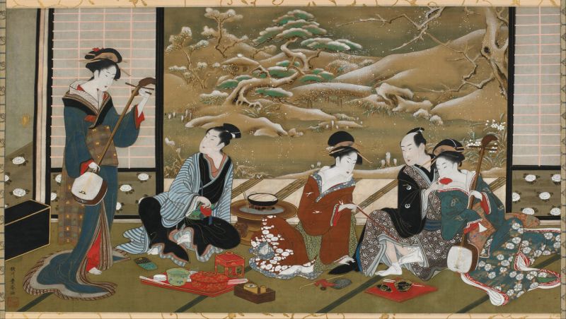 Tranh Ukiyo e - Một bữa tiệc mùa đông Tranh Ukiyo e - Một bữa tiệc mùa đông